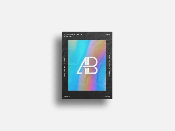 Black Crumpled Branding Paper Mockup 1