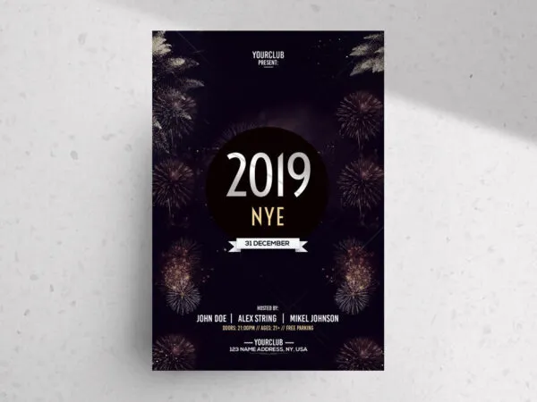 Black Festive New Years Eve Party Flyer Template 1