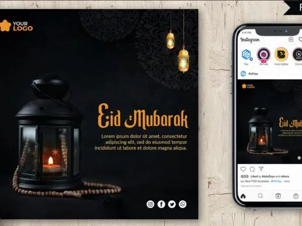 Black Festive Ramadan Eid Mubarak Flyer Instagram Post Template 1