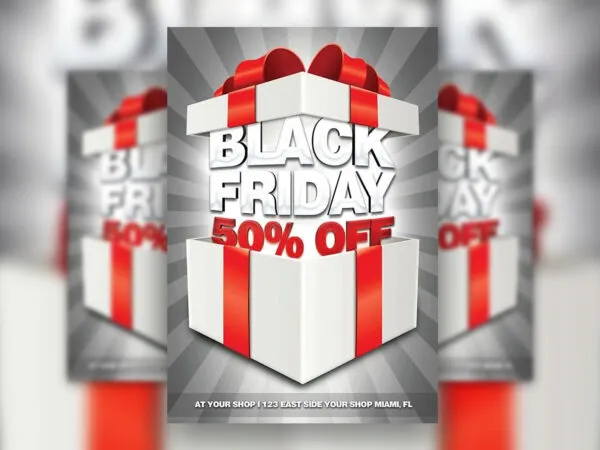 Black Friday Flyer Template Featuring a Gift Box 1