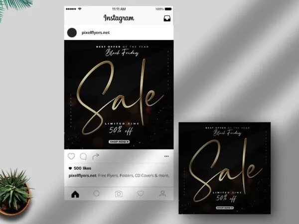 Black Friday Sale Flyer Template for Instagram Post 1