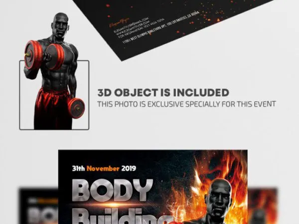 Black Futuristic 3D Fitness Center Flyer Template 1