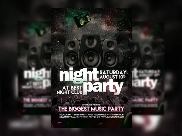 Black Futuristic Night Party Flyers and Facebook Cover Templates 1