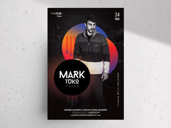 Black Geometric Modern Night Party Flyer Template 1