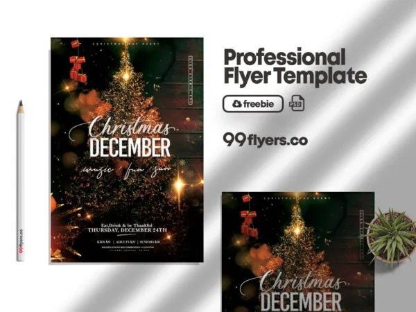 Black Glitter Christmas Event Flyer Template 1