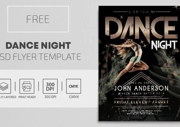 Black Glitter Dance Nightclub Party Flyer Template 1