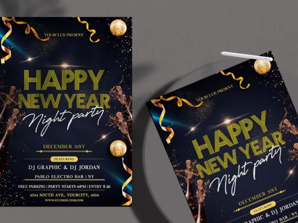Black Glitter New Year Flyer Template 1
