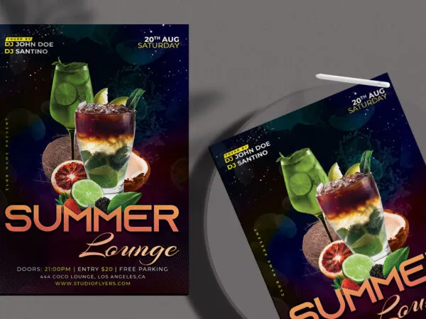 Black Glitter Summer Party Flyer Template 1