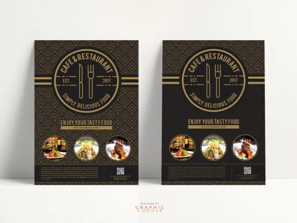 Black Gold Cafe and Restaurant Flyer Template 1