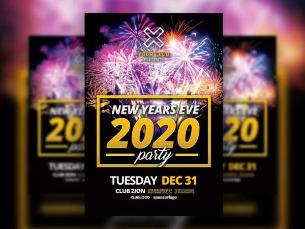 Black Golden Festive New Years Eve Party Flyer Template 1