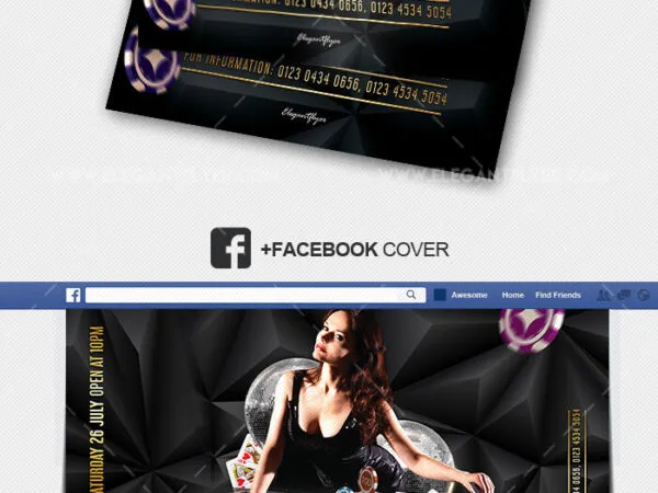 Black Golden Modern Casino Flyer Instagram Banner and Facebook Cover Templates 1