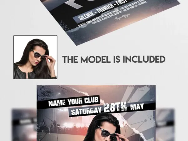 Black Gray Grunge Indie Rock Music Event Flyer Template 1