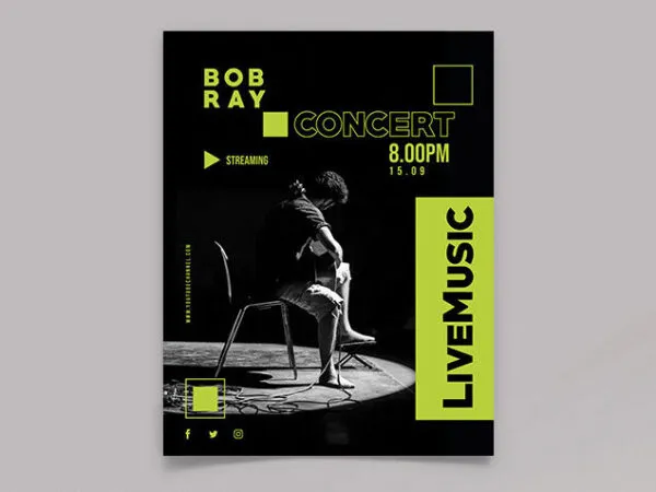 Black Green Concert Flyer Template 1