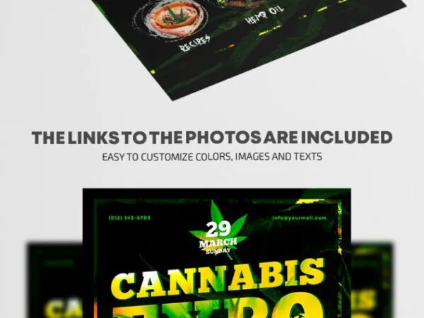 Black Green Modern Cannabis Expo Flyer Template 1