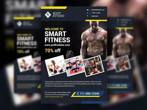 Black Grid Fitness Flyer Template 1
