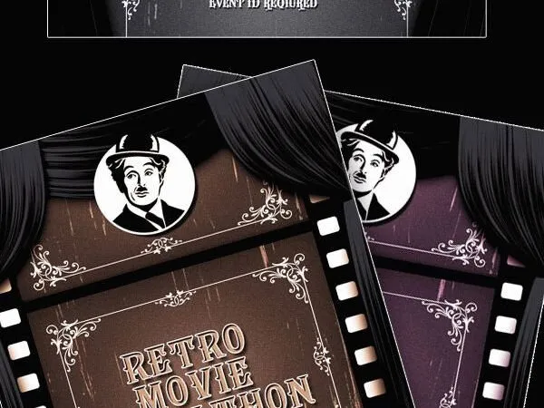 Black Grunge Retro Movie Show Flyer Template 1