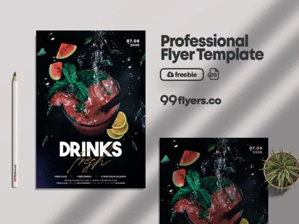 Black Modern Cocktails Party Flyer Template 1