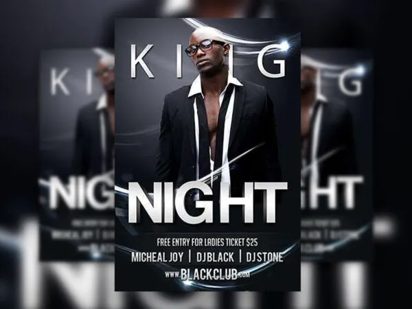 Black Modern DJ Night Party Flyer Template 1