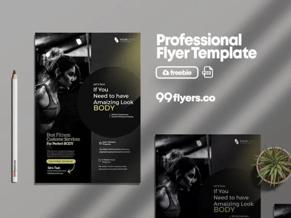 Black Modern Fitness Flyer Template 1