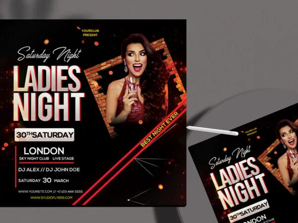 Black Modern Ladies Night Party Flyer Instagram Template 1
