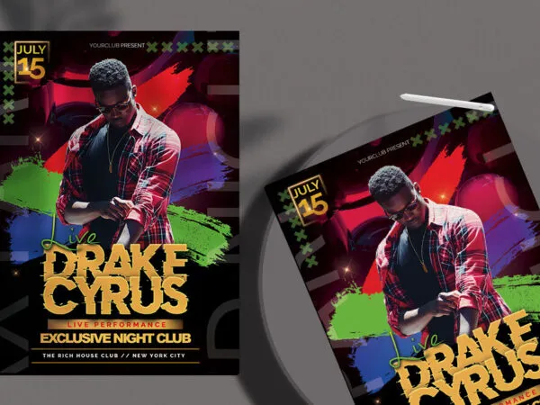 Black Modern Nightclub DJ Party Flyer Template 1