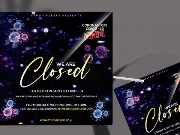 Black Modern Nightclub Shutdown Flyer Instagram Banner Template 1