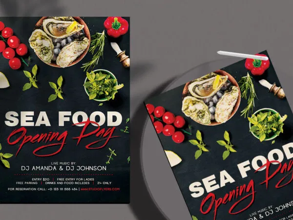 Black Modern Seafood Flyer Template 1