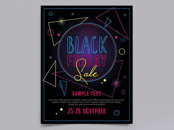 Black Neon Geometric Black Friday Flyer Template 1