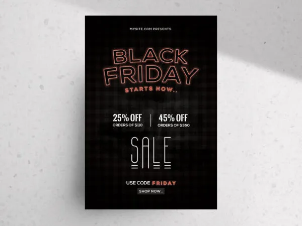 Black Neon Typographical Black Friday Flyer Template 1
