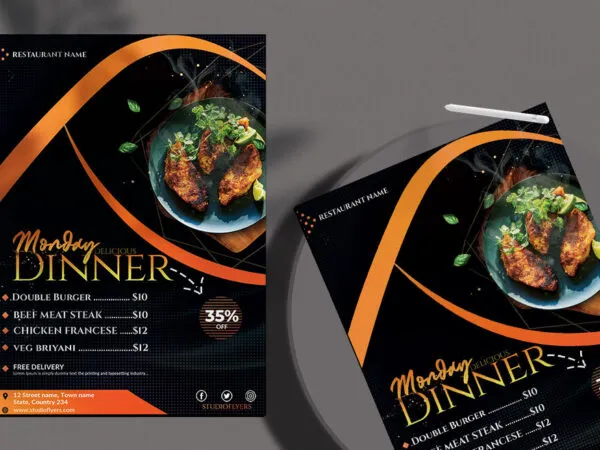 Black Orange Abstract Food Flyer Template 1
