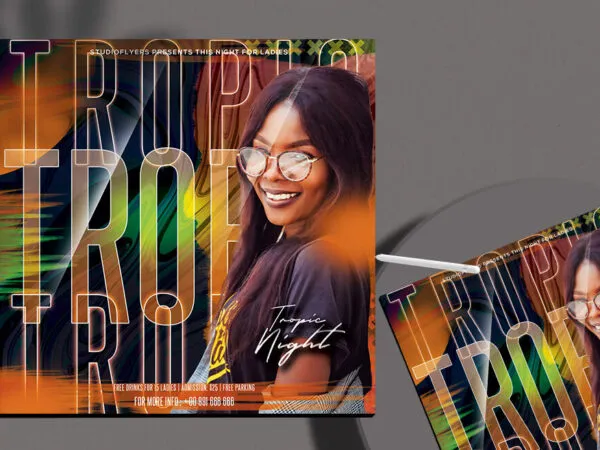 Black Orange Green Modern Night Party Flyer Instagram Banner Template 1