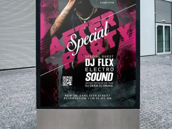 Black Pink Modern After Party Poster Template 1