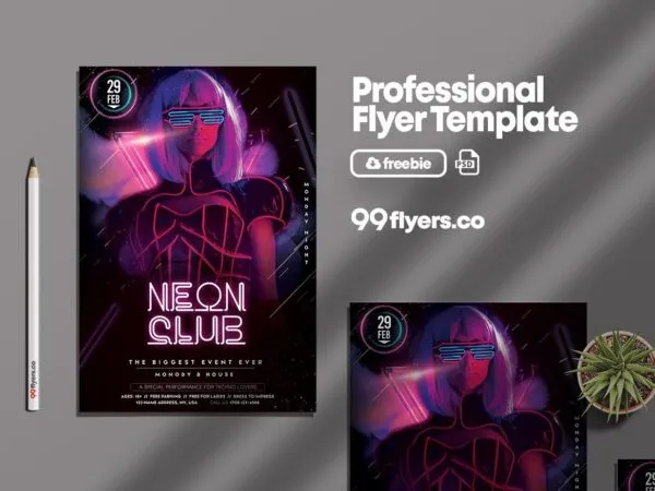 Black Purple Futuristic Nightclub Flyer Template 1