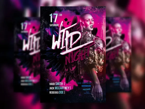 Black Purple Night Party Flyer Template 1