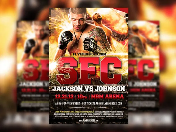 Black Red MMA Fight Night Flyer Template Featuring Sparks and Flames 1
