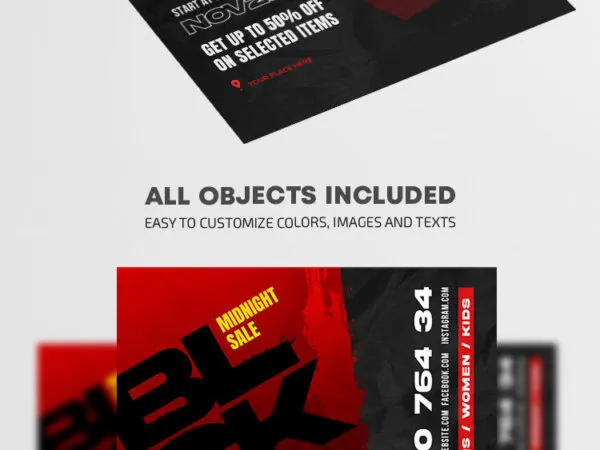 Black Red Modern Black Friday Flyer Template 1