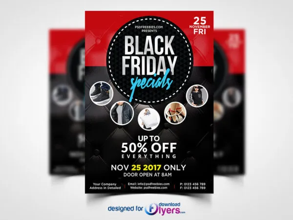 Black Red Modern Black Friday Sale Flyer Template 1