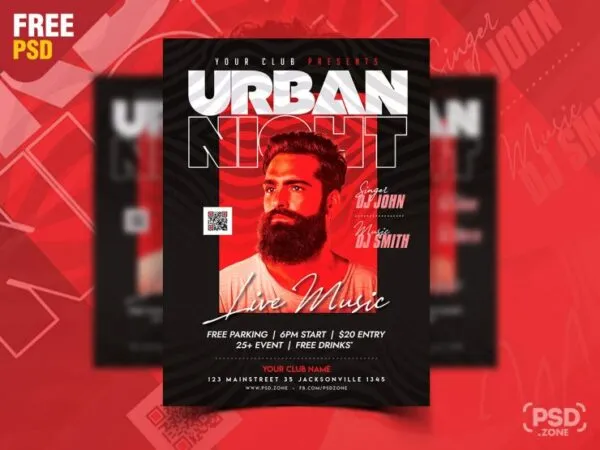 Black Red Modern Music Show Event Flyer Template 1