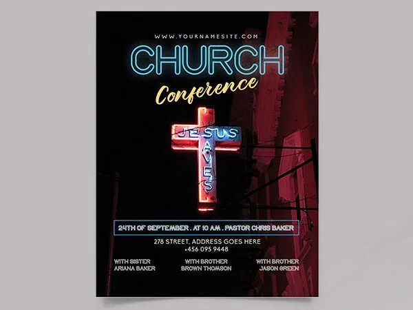 Black Red Neon Church Flyer Template 1