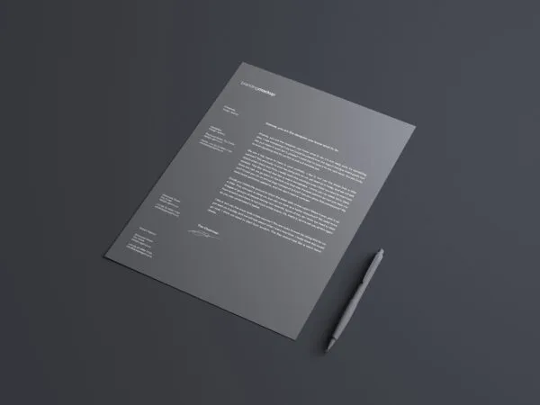 Black Simple Letterhead Mockup with Pen 1