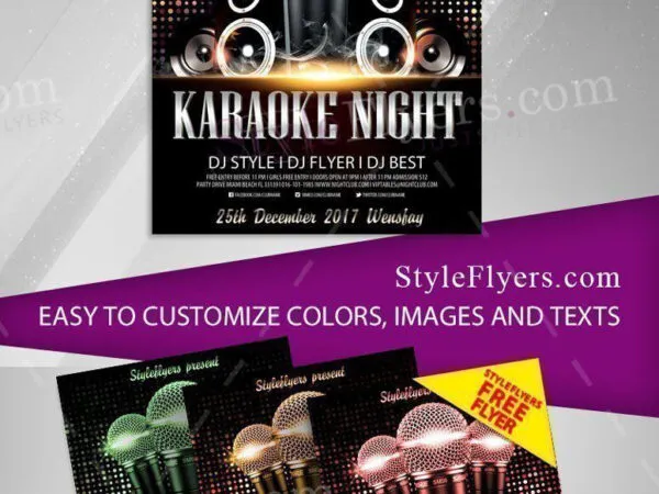 Black Sparkle Karaoke Night Flyer Template 1