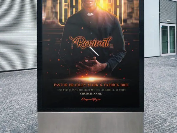 Black Sparkling Church Revival Poster Template 1