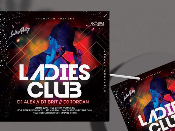 Black Sparkling Futuristic Night Party Flyer Instagram Banner Template 1