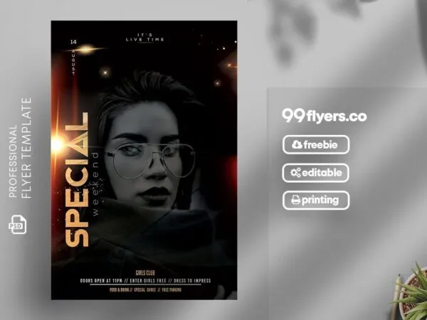 Black Sparkling Modern Party Flyer Template 1