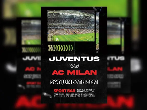 Black Themed Soccer Sports Events Flyer Template 1
