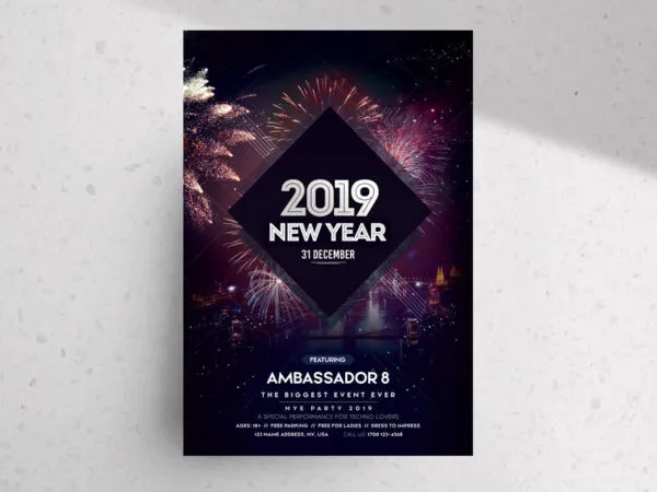 Black Urban Festive New Years Eve Party Flyer Template 1