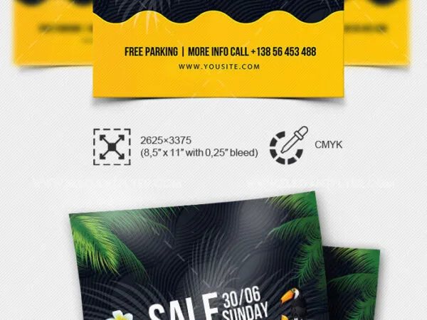 Black Yellow Green Tropical Summer Sale Event Flyer Template 1