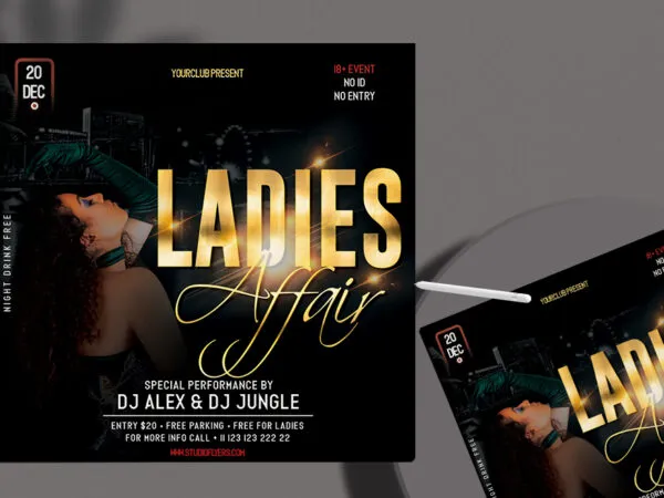 Black and Gold Elegant Ladies Night Instagram Post Template 1