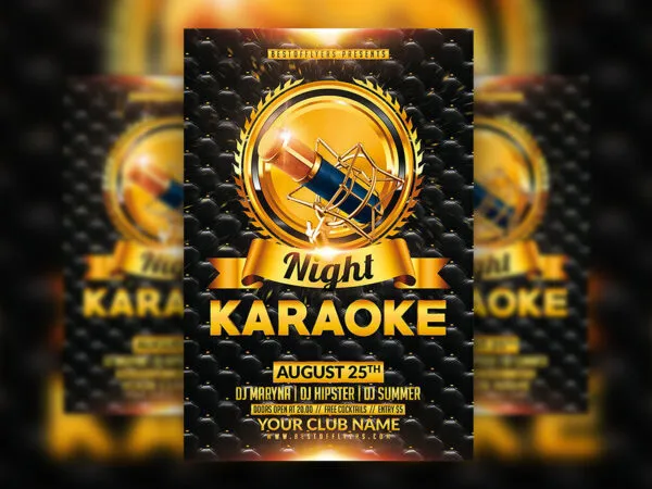 Black and Gold Karaoke Flyer Template 1