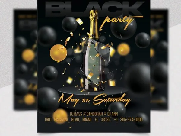 Black and Gold Luxurious Party Flyer Template 1